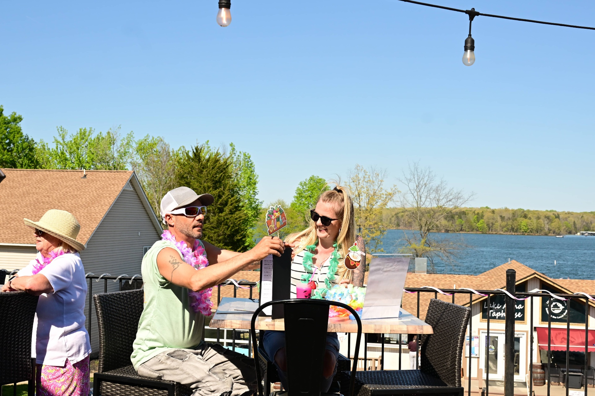Couple enjoying the lake view